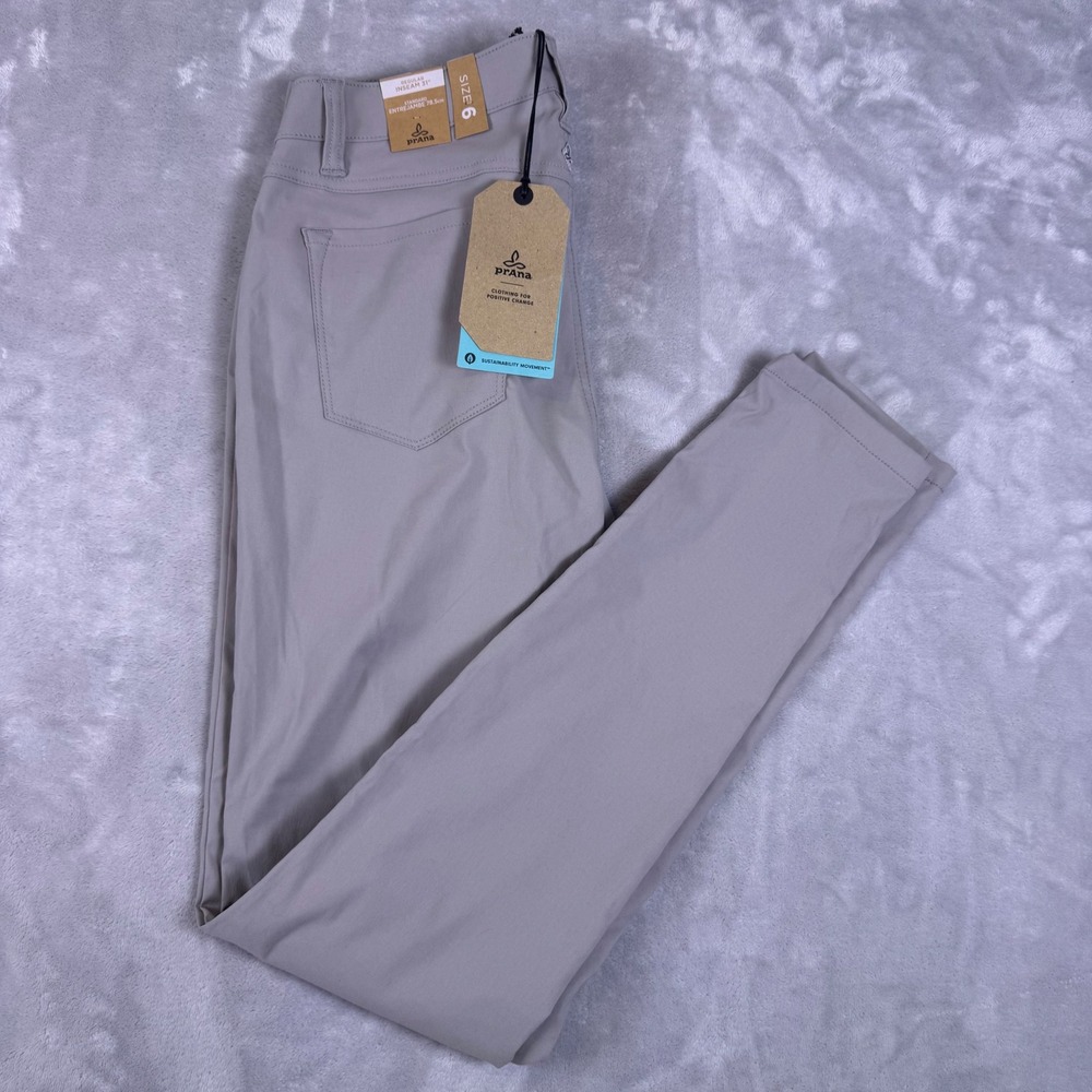 Prana Briann Pant Ashy Grey Stretch Zion Slim Outdoor Hiking W4317RG08 Womens 6